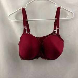 Victoria Secret Women Bra 38DD Red Violet Lace Dream Angels Lined Demi Underwire